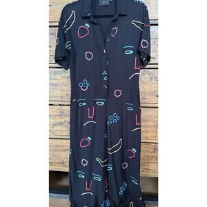 Lazy Oaf Jumpsuit Women's 8 UK Abstract Fruit Face Print Pockets Button Up